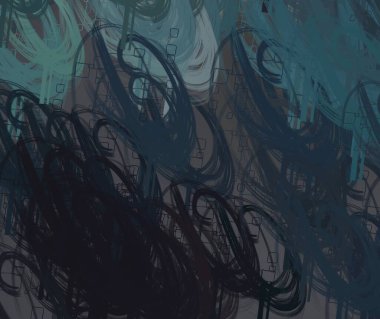 Soyut arka plan sanatı. 2D çizim. Etkileyici yağlı boya resim. Tuvalde fırça darbeleri. Modern sanat. Çok renkli arkaplan. Çağdaş sanat. İfade. Sanatsal dijital palet.