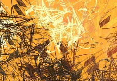 Soyut rastgele şekiller. 2D illüstrasyon arka planı. Düz beton duvarda sanatsal modern sanat kalıpları. Kabataslak boyalı yüzey. El yapımı fırça darbeleri.