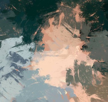 Soyut arka plan sanatı. 2D çizim. Etkileyici yağlı boya resim. Tuvalde fırça darbeleri. Modern sanat. Çok renkli arkaplan. Çağdaş sanat. İfade. Sanatsal dijital palet.