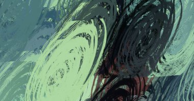 Soyut arka plan sanatı. 2D çizim. Etkileyici yağlı boya resim. Tuvalde fırça darbeleri. Modern sanat. Çok renkli arkaplan. Çağdaş sanat. İfade. Sanatsal dijital palet.