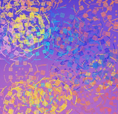 Soyut arka plan sanatı. 2D çizim. Etkileyici yağlı boya resim. Tuvalde fırça darbeleri. Modern sanat. Çok renkli arkaplan. Çağdaş sanat. İfade. Sanatsal dijital palet.