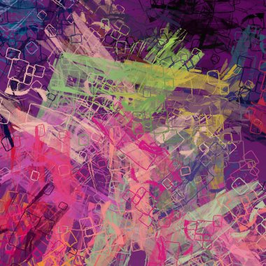 Soyut arka plan sanatı. 2D çizim. Etkileyici yağlı boya resim. Tuvalde fırça darbeleri. Modern sanat. Çok renkli arkaplan. Çağdaş sanat. İfade. Sanatsal dijital palet.