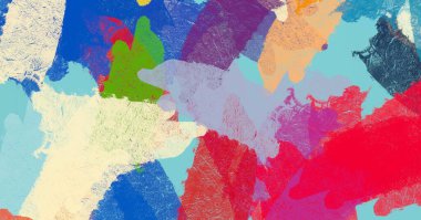 Soyut arka plan sanatı. 2D çizim. Etkileyici yağlı boya resim. Tuvalde fırça darbeleri. Modern sanat. Çok renkli arkaplan. Çağdaş sanat. İfade. Sanatsal dijital palet.