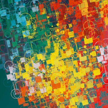 Soyut arka plan sanatı. 2D çizim. Etkileyici yağlı boya resim. Tuvalde fırça darbeleri. Modern sanat. Çok renkli arkaplan. Çağdaş sanat. İfade. Sanatsal dijital palet.