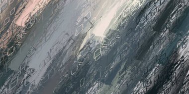 Soyut arka plan sanatı. 2D çizim. Etkileyici yağlı boya resim. Tuvalde fırça darbeleri. Modern sanat. Çok renkli arkaplan. Çağdaş sanat. İfade. Sanatsal dijital palet.