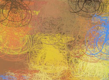 Soyut arka plan sanatı. 2D çizim. Etkileyici yağlı boya resim. Tuvalde fırça darbeleri. Modern sanat. Çok renkli arkaplan. Çağdaş sanat. İfade. Sanatsal dijital palet.