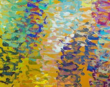 Soyut arka plan sanatı. 2D çizim. Etkileyici yağlı boya resim. Tuvalde fırça darbeleri. Modern sanat. Çok renkli arkaplan. Çağdaş sanat. İfade. Sanatsal dijital palet.