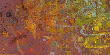 Soyut arka plan sanatı. 2D çizim. Etkileyici yağlı boya resim. Tuvalde fırça darbeleri. Modern sanat. Çok renkli arkaplan. Çağdaş sanat. İfade. Sanatsal dijital palet.