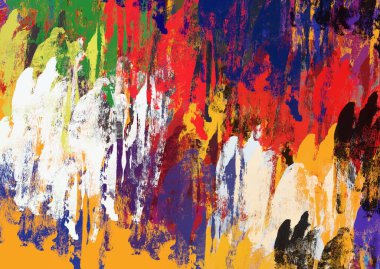 Soyut arka plan sanatı. 2D çizim. Etkileyici yağlı boya resim. Tuvalde fırça darbeleri. Modern sanat. Çok renkli arkaplan. Çağdaş sanat. İfade. Sanatsal dijital palet.