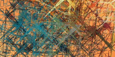 Soyut arka plan sanatı. 2D çizim. Etkileyici yağlı boya resim. Tuvalde fırça darbeleri. Modern sanat. Çok renkli arkaplan. Çağdaş sanat. İfade. Sanatsal dijital palet.