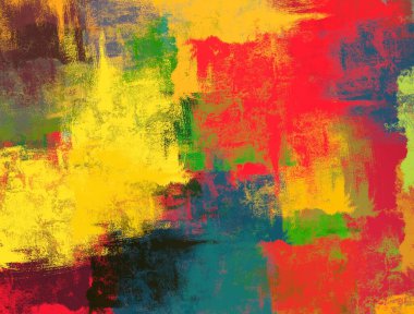 Soyut arka plan sanatı. 2D çizim. Etkileyici yağlı boya resim. Tuvalde fırça darbeleri. Modern sanat. Çok renkli arkaplan. Çağdaş sanat. İfade. Sanatsal dijital palet.