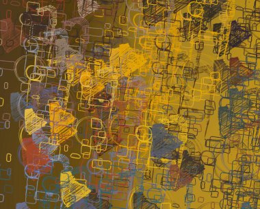 Soyut arka plan sanatı. 2D çizim. Etkileyici yağlı boya resim. Tuvalde fırça darbeleri. Modern sanat. Çok renkli arkaplan. Çağdaş sanat. İfade. Sanatsal dijital palet.