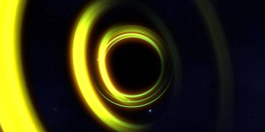 Soyut arka plan sanatı. Karanlık arka planda neon çember. Sanatsal dijital palet.