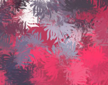 Soyut rastgele şekiller. 2D illüstrasyon arka planı. Düz beton duvarda sanatsal modern sanat kalıpları. Kabataslak boyalı yüzey. El yapımı fırça darbeleri.