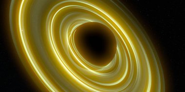 Soyut arka plan sanatı. Siyah arka planda neon halkalar. Uzay temalı sanatsal dijital arkaplan.