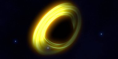 Soyut arka plan sanatı. Siyah arka planda neon halkalar. Uzay temalı sanatsal dijital arkaplan.