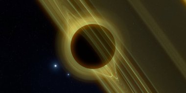 Soyut arka plan sanatı. Siyah arka planda neon halkalar. Uzay temalı sanatsal dijital arkaplan.