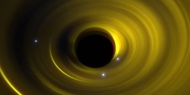 Soyut arka plan sanatı. Siyah arka planda neon halkalar. Uzay temalı sanatsal dijital arkaplan.