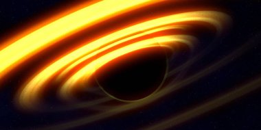 Soyut arka plan sanatı. Siyah arka planda neon halkalar. Uzay temalı sanatsal dijital arkaplan.