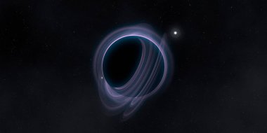 Soyut arka plan sanatı. Karanlık arka planda neon çember. Uzay temalı sanatsal dijital arkaplan.