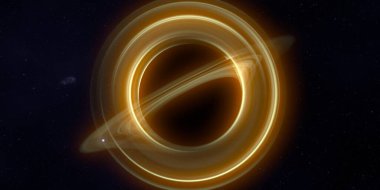 Soyut arka plan sanatı. Siyah arka planda neon halkalar. Uzay temalı sanatsal dijital arkaplan.