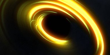 Soyut arka plan sanatı. Karanlık arka planda neon çember. Uzay temalı sanatsal dijital arkaplan.