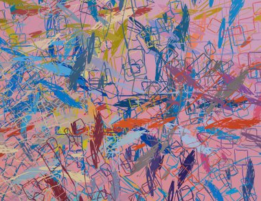 Soyut arka plan sanatı. 2D çizim. Etkileyici yağlı boya resim. Tuvalde fırça darbeleri. Modern sanat. Çok renkli arkaplan. Çağdaş sanat. İfade. Sanatsal dijital palet.