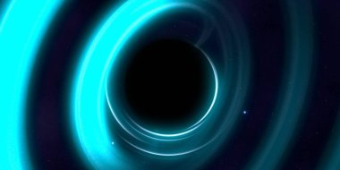 Soyut arka plan sanatı. Karanlık arka planda neon çember. Uzay temalı sanatsal dijital arkaplan.