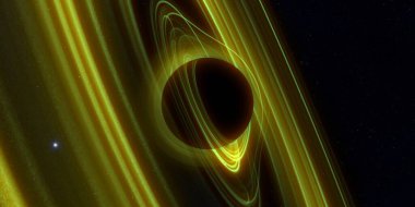 Soyut arka plan sanatı. Siyah arka planda neon halkalar. Uzay temalı sanatsal dijital arkaplan.