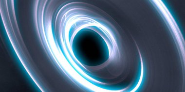 Soyut arka plan sanatı. Karanlık arka planda neon çember. Uzay temalı sanatsal dijital arkaplan.