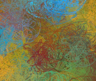 Soyut arka plan sanatı. 2D çizim. Etkileyici yağlı boya resim. Tuvalde fırça darbeleri. Modern sanat. Çok renkli arkaplan. Çağdaş sanat. İfade. Sanatsal dijital palet.