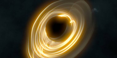 Soyut arka plan sanatı. Siyah arka planda neon halkalar. Uzay temalı sanatsal dijital arkaplan.