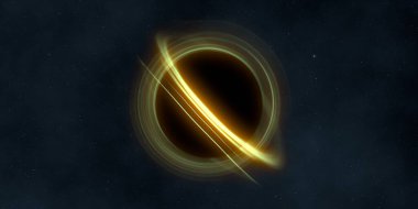 Soyut arka plan sanatı. Siyah arka planda neon halkalar. Uzay temalı sanatsal dijital arkaplan.