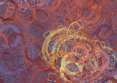 Soyut rastgele şekiller. 2D illüstrasyon arka planı. Düz beton duvarda sanatsal modern sanat kalıpları. Kabataslak boyalı yüzey. El yapımı fırça darbeleri.