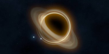 Soyut arka plan sanatı. Siyah arka planda neon halkalar. Uzay temalı sanatsal dijital arkaplan.