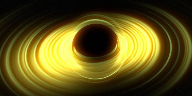 Soyut arka plan sanatı. Siyah arka planda neon halkalar. Uzay temalı sanatsal dijital arkaplan.