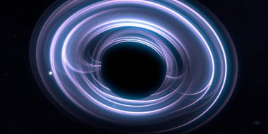 Soyut arka plan sanatı. Siyah arka planda neon halkalar. Uzay temalı sanatsal dijital arkaplan.