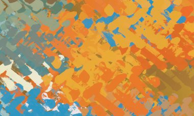 Soyut rastgele şekiller. 2D illüstrasyon arka planı. Düz beton duvarda sanatsal modern sanat kalıpları. Kabataslak boyalı yüzey. El yapımı fırça darbeleri.