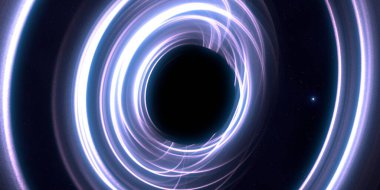 Soyut arka plan sanatı. Siyah arka planda neon halkalar. Uzay temalı sanatsal dijital arkaplan.