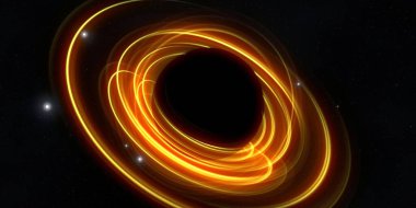 Soyut arka plan sanatı. Siyah arka planda neon halkalar. Uzay temalı sanatsal dijital arkaplan.