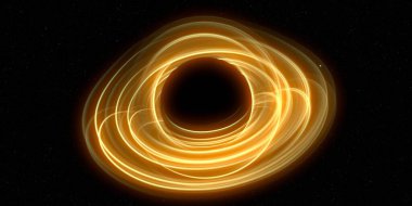 Soyut arka plan sanatı. Karanlık arka planda neon çember. Uzay temalı sanatsal dijital arkaplan.