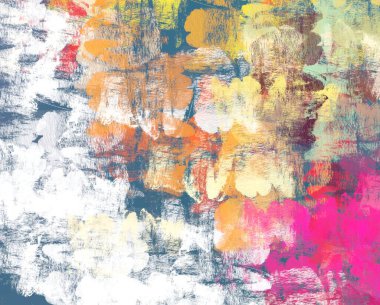 Soyut rastgele şekiller. 2D illüstrasyon arka planı. Düz beton duvarda sanatsal modern sanat kalıpları. Kabataslak boyalı yüzey. El yapımı fırça darbeleri.