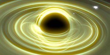 Soyut arka plan sanatı. Karanlık arka planda neon çember. Uzay temalı sanatsal dijital arkaplan.