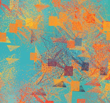 Soyut arka plan sanatı. 2D çizim. Etkileyici yağlı boya resim. Tuvalde fırça darbeleri. Modern sanat. Çok renkli arkaplan. Çağdaş sanat. İfade. Sanatsal dijital palet.