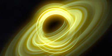 Soyut arka plan sanatı. Karanlık arka planda neon çember. Uzay temalı sanatsal dijital arkaplan.
