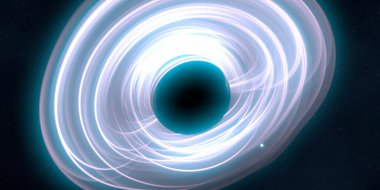 Soyut arka plan sanatı. Siyah arka planda neon halkalar. Uzay temalı sanatsal dijital arkaplan.