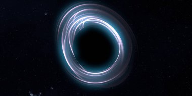 Soyut arka plan sanatı. Siyah arka planda neon halkalar. Uzay temalı sanatsal dijital arkaplan.