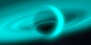 Soyut arka plan sanatı. Karanlık arka planda neon çember. Uzay temalı sanatsal dijital arkaplan.