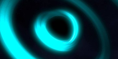 Soyut arka plan sanatı. Siyah arka planda neon halkalar. Uzay temalı sanatsal dijital arkaplan.