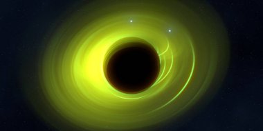 Soyut arka plan sanatı. Siyah arka planda neon halkalar. Uzay temalı sanatsal dijital arkaplan.